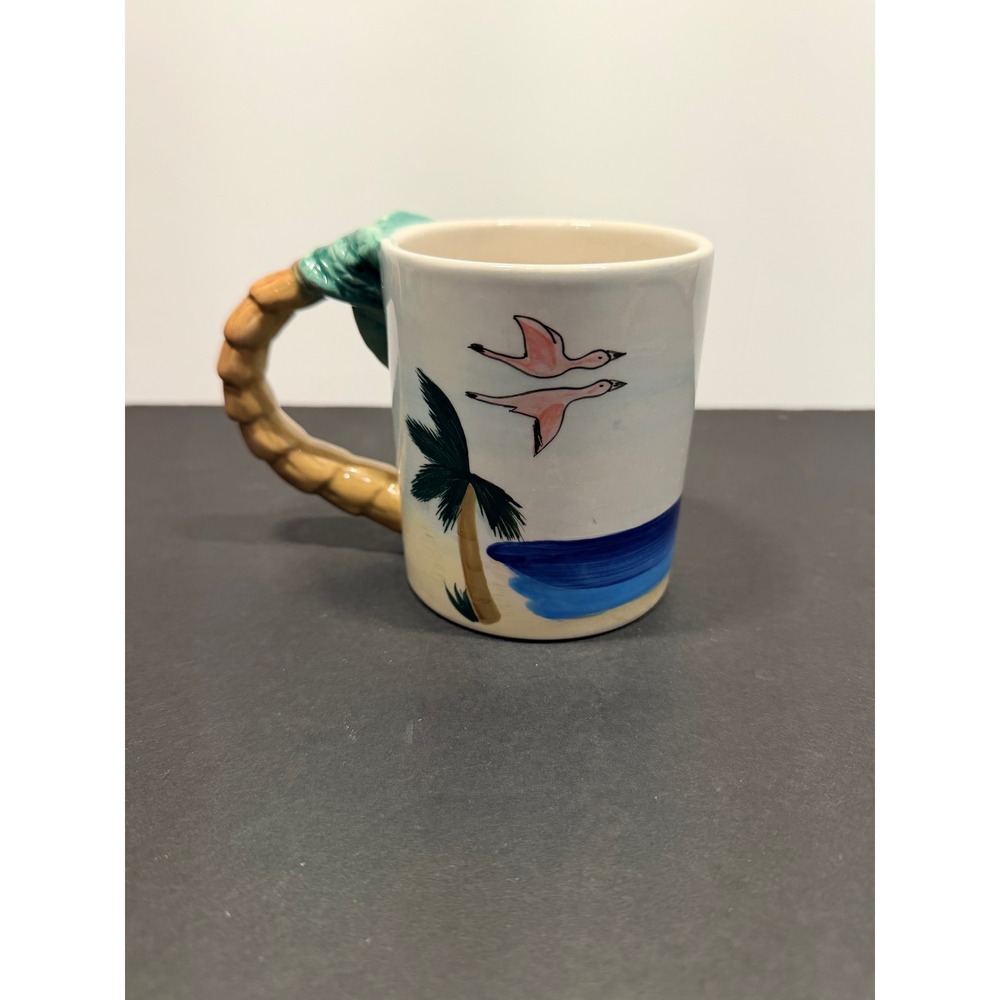 Youngs Inc Heartfelt Kitchen Creations Tropical Flamingo Palm Tree Handle Mug